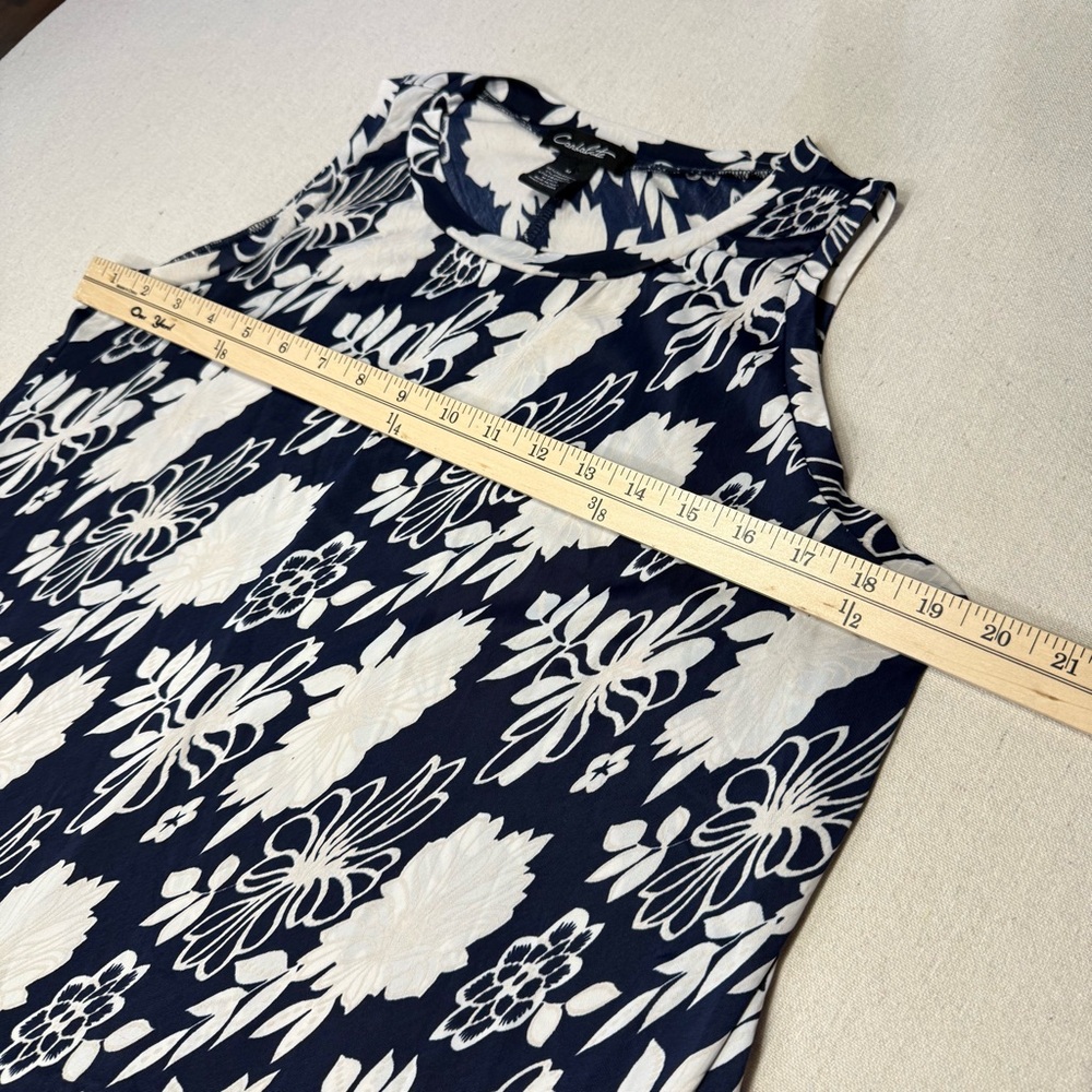 Candalite Women’s Dress - Stretch - Navy Blue & White - Floral - Size Med - Picture 8 of 13